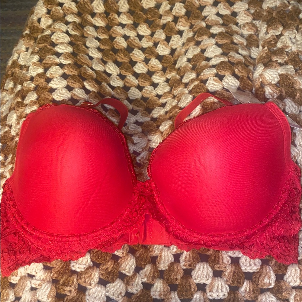 Smart & Sexy Curvy Bra 40DD lightly lined w Red lace NWT underwire support